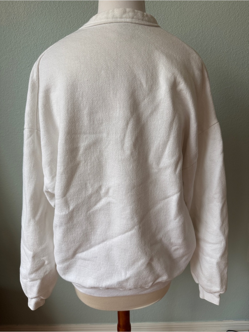 Jerzees Vintage White Cardigan Sweater - Picture 6 of 9